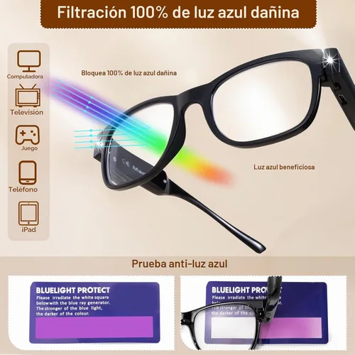 Vista 5 de USB Rechargeable Led Reading Glasses Lighted Eyewear for Women Men Negro