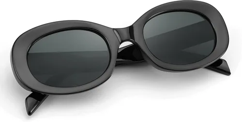 Vista 2 de FEISEDY Gafas de sol retro ovaladas estilo vintage de los años 90, gruesas, redondas, B2312, 52 mm