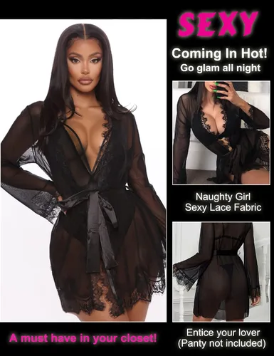Vista 3 de RSLOVE Kimono de encaje para mujer, lencería sexy de malla para cubrir lencería de novia