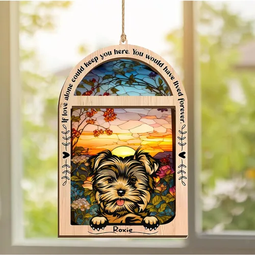 Vista 167 de LOVELYPOD Adorno de Navidad personalizado de sabueso afgano, atrapasoles con nombre, regalos de pérdida de mascotas, regalos para amantes