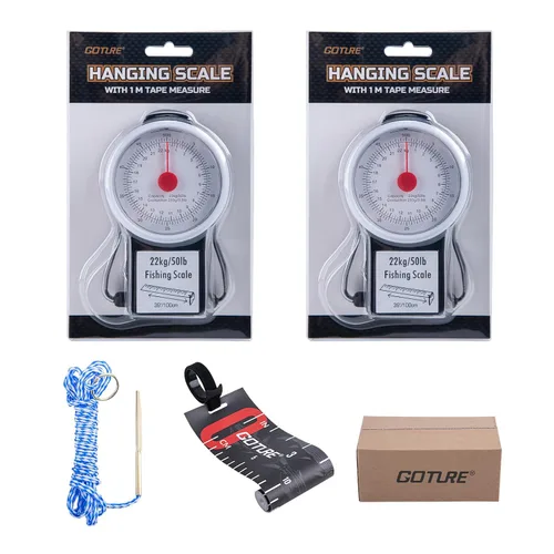 Vista 12 de Goture 2 básculas colgantes de pesca, báscula mecánica de cocina y pesca de peces, báscula de peso portátil multiusos con cinta métrica