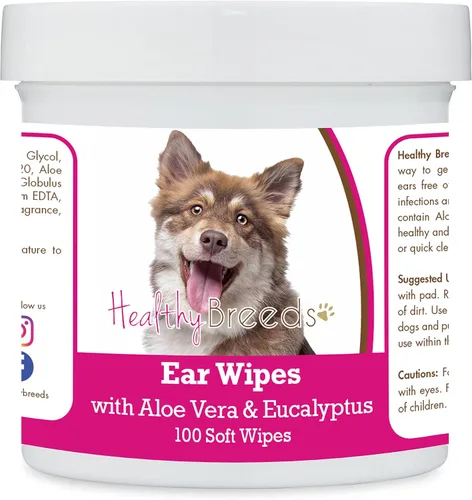 Vista 158 de Healthy Breeds Affenpinscher Toallitas de limpieza de oídos con aloe y eucalipto para perros, 100