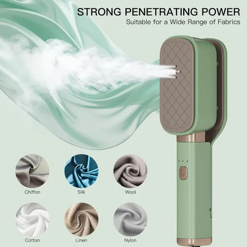 Vista 6 de Vaporizador de mano para ropa, mini plancha de viaje 3 en 1, rotación de 180°, calentamiento rápido de 1000 W, 15 segundos, removedor de arrugas