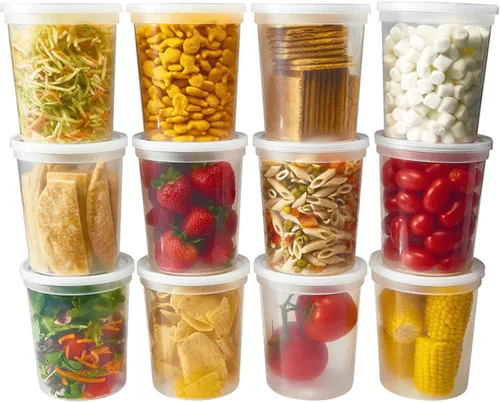 Vista 8 de Recipientes resistentes con tapas de 32 onzas – Vasos desechables para almacenamiento de alimentos a prueba de fugas – Recipientes de almacenamiento