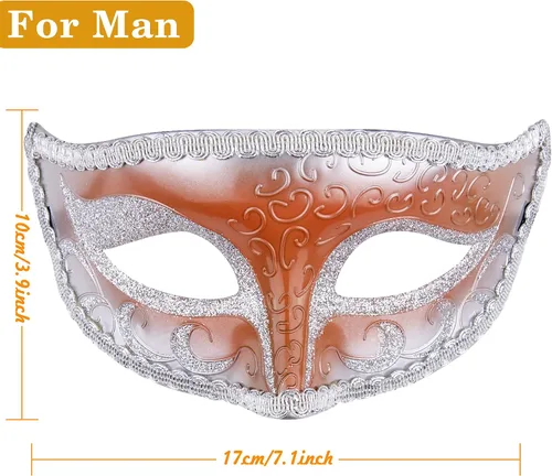 Vista 2 de SIQUK Juego de máscaras para parejas máscara veneciana máscara de plástico para disfraz de Halloween máscara de Mardi Gras para mujeres y hombres