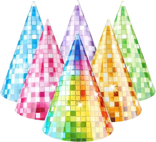 Vista 22 de WERNNSAI 12 Pcs Birthday Party Hats Assorted Themes Cone Paper Headbands Multiple Styles, Easy to Assemble with Elastic Strings, Kids Birthday