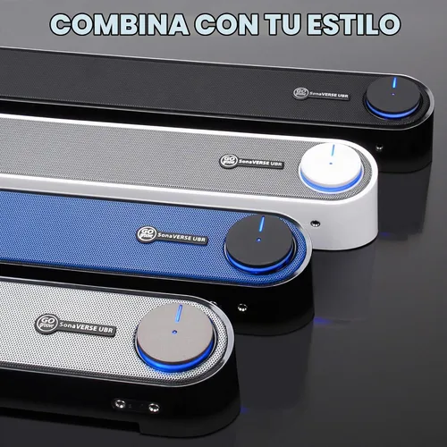 Vista 9 de SonaVERSE UBR barra altavoz para computadora de escritorio con conectores para audífonos y micrófono de fácil acceso por GOgroove, con alimentación