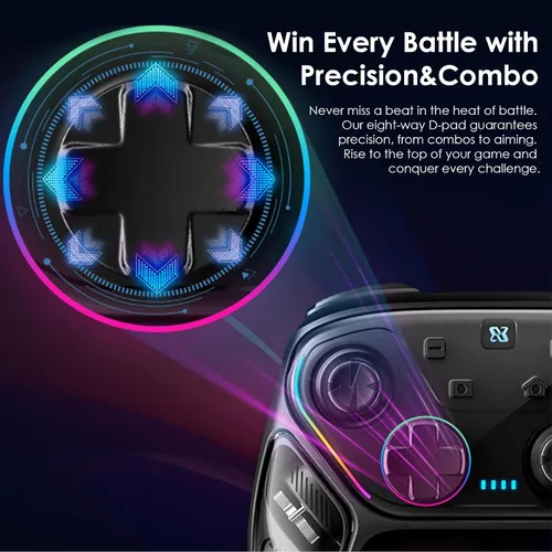 Vista 5 de BINBOK GEMINI Switch Controller, Wireless Switch Pro Controller for SwitchSwitch LiteSwitch OLED, Hall Effect Joystick Wireless RGB Remote Gamepad