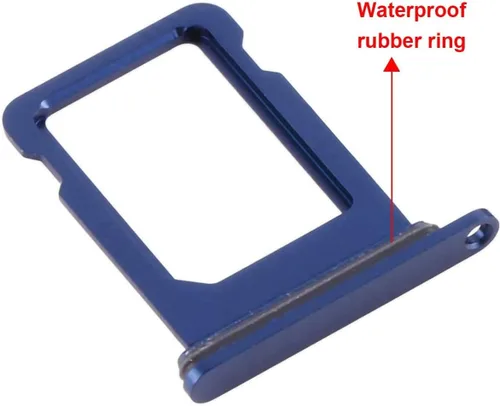 Vista 2 de Reemplazo de ranura para bandeja de tarjeta SIM compatible con iPhone 13 (azul) con anillo de goma impermeable y pasador de expulsión