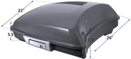 Vista 4 de TCMT Alforjas rígidas estiradas de 4 pulgadas, color gris cañonera, con baúl trasero, compatibles con Harley 2014-2025 CVO Road King Road Street