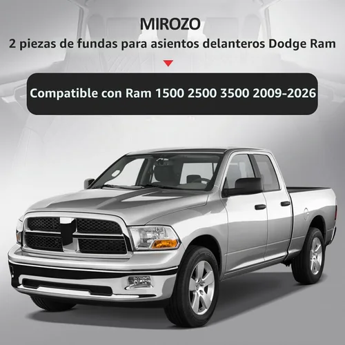 Vista 7 de MIROZO 2 piezas de fundas para asientos delanteros para Dodge Ram, cubierta impermeable para asiento de camión compatible con RAM 1500 2500 3500