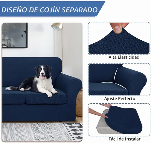 Vista 3 de JIVINER Fundas de sofá de 3 piezas para sofá de 2 cojines, funda elástica para sofá con 2 fundas de cojín de asiento extra grandes, fundas de sofá