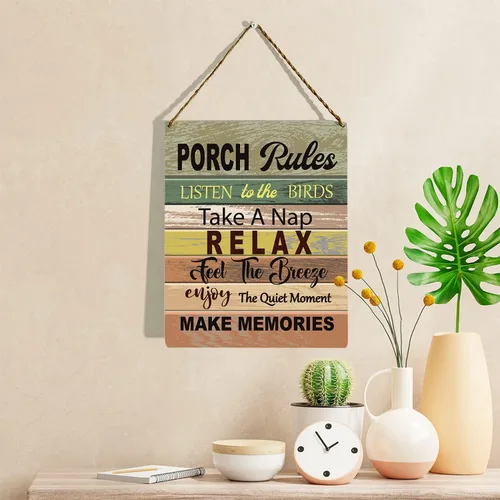 Vista 2 de Letrero de madera con reglas de porche, decoración de porche delantero, para relajarse en la siesta, regalo de inauguración de la casa, decoración