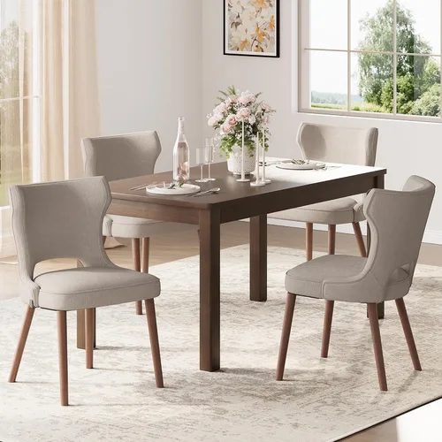 Vista 16 de Juego de 2 sillas de comedor tapizadas, sillas de cocina con respaldo curvado