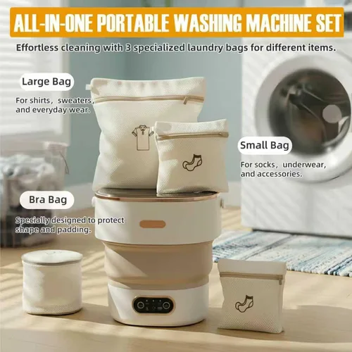 Vista 2 de Lavadora plegable portátil, mini lavadora de 13L con cesta giratoria Para calcetines, ropa interior y ropa de bebé Compacta para apartamento