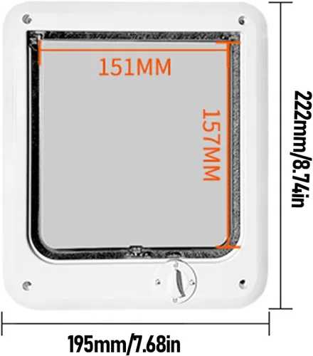Vista 7 de Luqeeg Puerta multifuncional con solapa para mascotas, puerta de gato de 4 vías con control de PP para interior con 7 accesorios para comedero