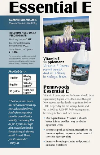 Vista 7 de Pennwoods Essential E: Suplemento equino de vitamina E para la salud, el rendimiento, la recuperación y la nutrición del caballo - 1 galón