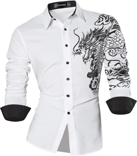 Vista 122 de JZS041, camisa de vestir de manga larga para hombre