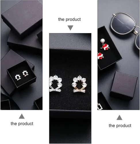 Vista 4 de EXCEART 96 piezas de collar de Kraft negro, caja de anillos de cartón, cajas de regalo de joyería, caja de joyería de cartón, caja de regalo