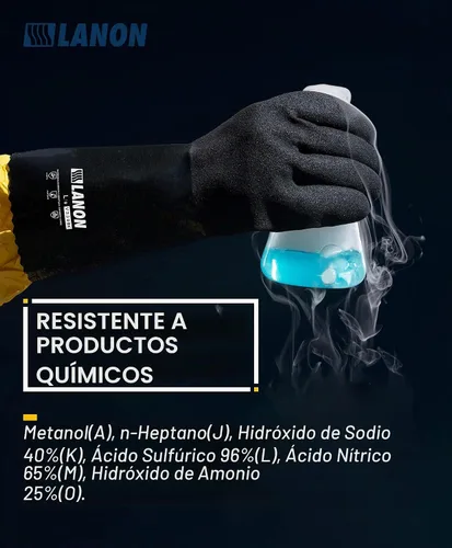 Vista 2 de LANON Guantes de nitrilo resistentes a productos químicos, guantes de goma reutilizables de alta resistencia con palma texturizada de microespuma