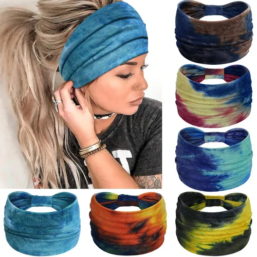 Vista 19 de Awumbuk Diademas anchas para mujeres anudadas antideslizantes bandas para la cabeza suaves diadema turbante accesorios para el cabello boho africano