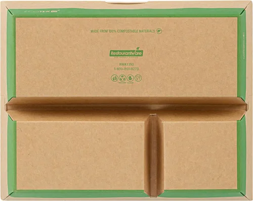 Vista 18 de Restaurantware Caja Bento de papel de 100 unidades, 51 onzas, contenedor de papel de estraza para alimentos, caja desechable a prueba de grasa