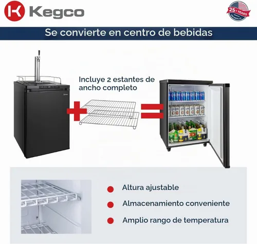 Vista 6 de Dispensador de cerveza de barril digital Kegco K309 Kegerator, Negro