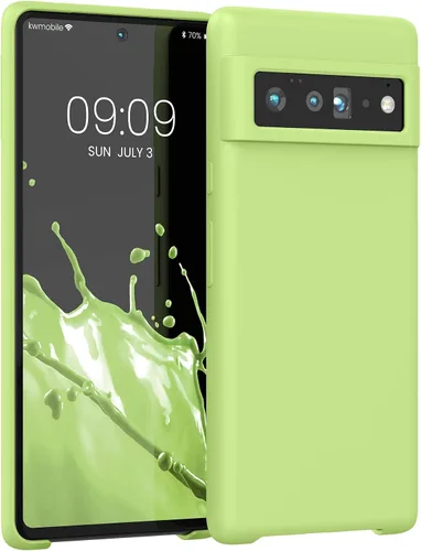 Vista 105 de kwmobile Funda Compatible con Google Pixel 6 Pro - Funda de teléfono de silicona TPU con acabado suave - Azul Arrecife
