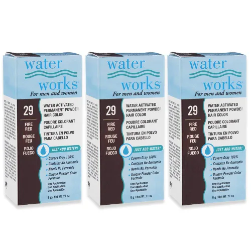 Vista 8 de Water Works Tinte en polvo, negro, tinte permanente para el retoque de raíces y cobertura completa, hombres y mujeres, paquete de 3