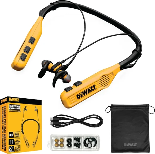Vista 6 de DEWALT Auriculares Bluetooth 2 en 1 con banda para el cuello con altavoces