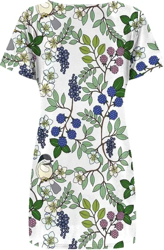 Vista 5 de Vestido casual suelto para mujer, cómodo vestido floral de manga corta, vestido de verano, vestido midi para playa, vestido de rodilla
