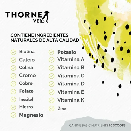 Vista 5 de ThorneVet Canine Basic Nutrients Powder - Soporte multivitamínico para perros, 90 cucharadas