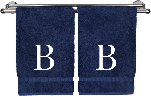 Vista 67 de Toalla de mano monogramada, regalo personalizado, juego de 2 - Toalla bordada con letra de bloque dorada - Extra absorbente 100% algodón turco
