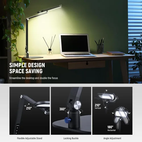 Vista 8 de NEEWER Basics - Lámpara LED de escritorio de 16 W para iluminación de lectura de videoconferencias en casa, oficina en casa, cuidado de los ojos