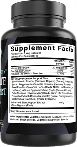 Vista 5 de Best Naturals Suplementos diarios de apoyo para la próstata 90 cápsulas vegetales, hechas con palma enana, té verde, calabaza, ortiga, pigeo