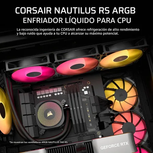 Vista 2 de [Usado] Corsair Nautilus 240 RS ARGB Enfriador de CPU líquido – 240mm AIO – Bajo ruido – Conexión directa a la placa base – Daisy-Chain – Intel LGA
