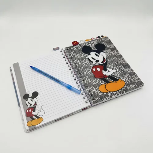Vista 4 de Cuaderno de Disney de Minnie y Mickey Mouse, encuadernado en espiral, 144 páginas a rayas, 20 x 18 cm, Rojo Mickey and Minnie Mouse School