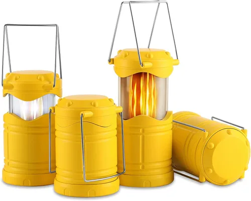 Vista 8 de Lichamp Paquete de 4 linternas LED para campamento, velas plegables sin llama, velas de té, luces de campamento portátiles a batería, kit de Gris