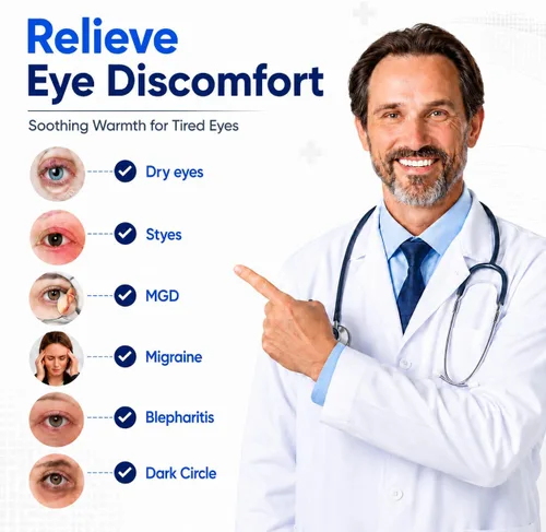 Vista 2 de Ezona Máscara térmica para ojos secos, compresa ocular cálida para tratamiento de ojos de orzuelo, MGD y blefaritis, almohadilla térmica lavable