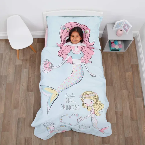 Vista 8 de Everything Kids Juego de cama infantil que brilla en la oscuridad con 4 piezas. Hada mágica, rosa, naranja, lavanda. Dinosaurios