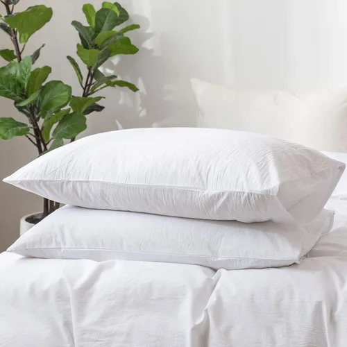 Vista 17 de MooMee Juego de 2 fundas de almohada de cuadros 100% algodón lavado con textura parecida al lino, transpirable, duradera, suave y cómoda