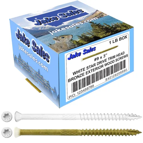 Vista 17 de #9 x 1-5/8" Bronce Estrella Exterior Recubierto Blanco Cabeza Tornillo Madera -Torx/Star Drive Head- Multiusos - 1 Libra - 158 Tornillos