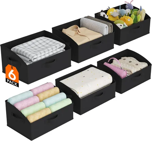 Vista 9 de Lifewit - Cestas organizadoras para armario, cestas trapezoidales medianas de almacenamiento para estante, paquete de 6 unidades, cestas