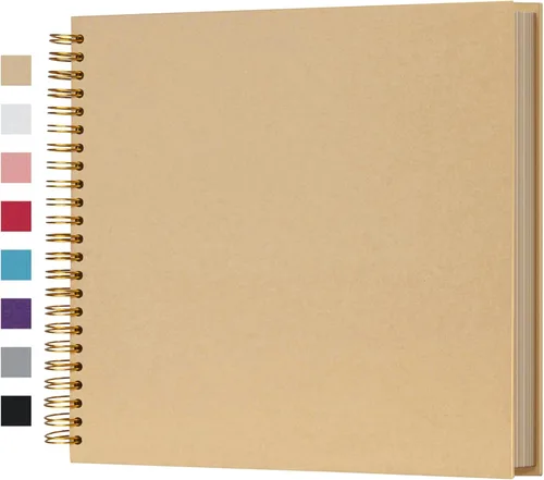 Vista 59 de potricher Álbum de Recortes DIY de 7 x 7 Pulgadas, 40 Páginas, Tapa Dura, Papel Kraft, Álbumes de Fotos para Recortes, Libro de Recuerdos para Bodas