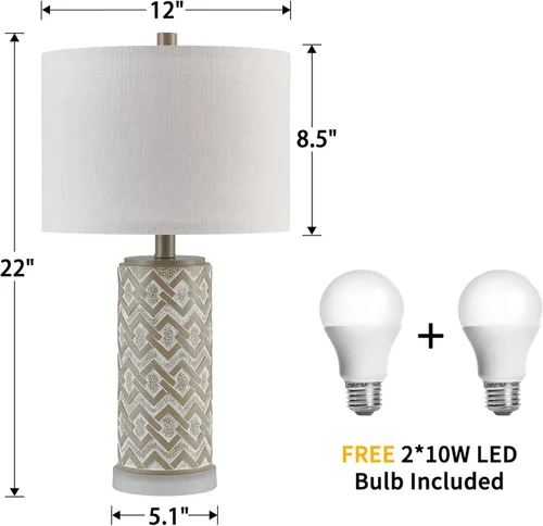 Vista 7 de Kyrid Juego de 2 lámparas de mesa de granja con luz nocturna, lámparas rústicas para sala de estar y dormitorio (bombillas incluidas)