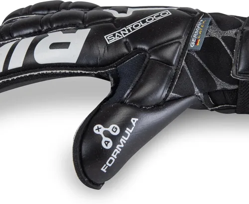 Vista 5 de Guantes Rinat SantoLoco PRO: Agarre de Látex AXG, Corte Ergoroll, Parte Trasera Acolchada, Cierre Ajustable de Rendimiento Élite Todo Clima. Negro