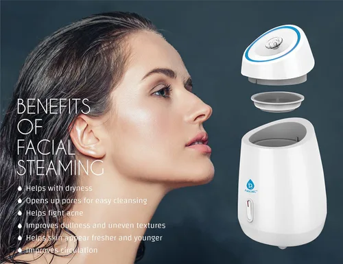 Vista 3 de Pursonic Vaporizador facial blanco – Vaporizador facial para limpieza facial profunda que aprieta la piel – Hidratación diaria para desatascar