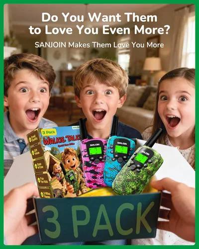 Vista 2 de Walkie Talkies para Niños Rellenos de Media Juguetes para Niños y Niñas de 3-12 Años, Alcance de 3 Millas Walkie Talkie para Acampar, Exterior