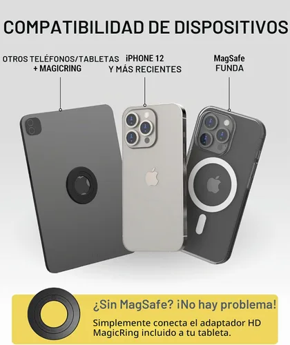 Vista 2 de Scosche HD MagicRing - Anillo magnético resistente para iPad y tabletas, anillo adaptador MagSafe compatible con soporte magnético para automóvil
