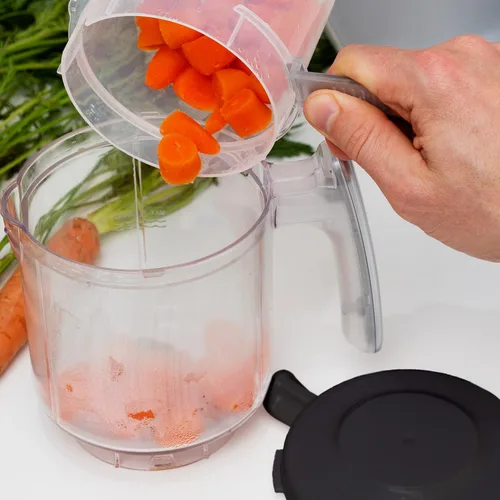 Vista 5 de Taza y cuchilla de repuesto con cesta de vapor para máquina de alimentos EVLA'S Baby - Gris oscuro